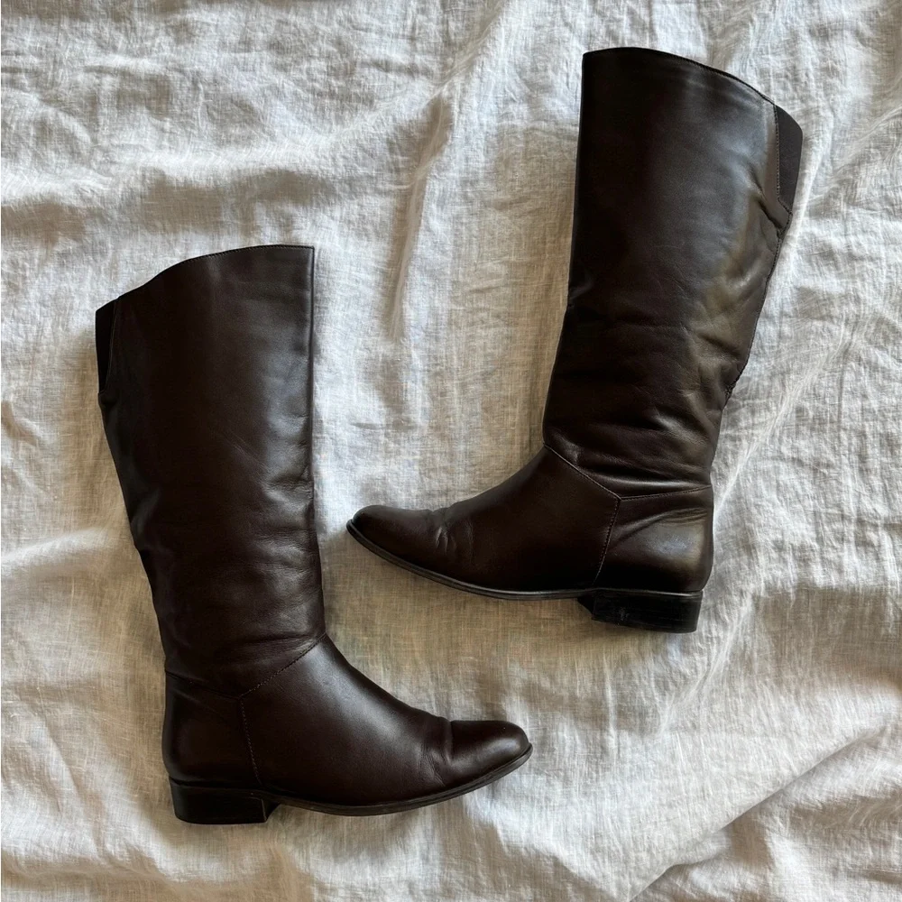 Vintage Brown Leather Riding Boots Size 10 Classic Casual